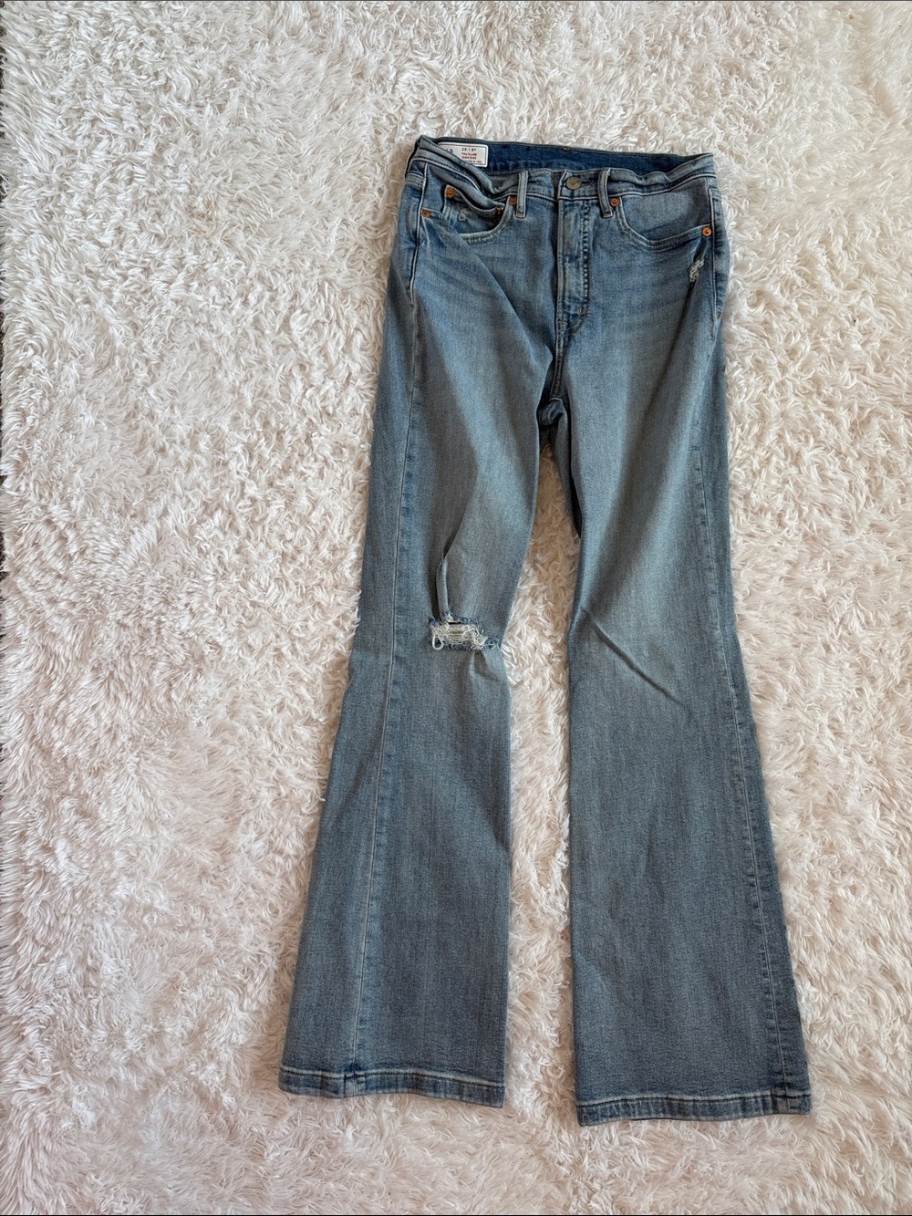 Gap Light Blue Women's Flared Jeans with Knee Distress